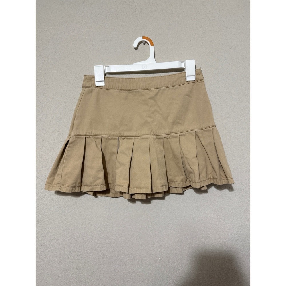 Y2K Mini Pleated Khaki Skirt Retro Women's Small Preppy Collegiate Academia